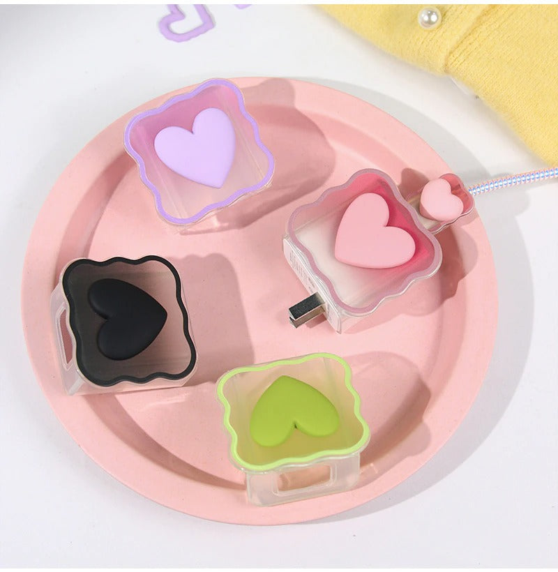 iPhone Cable Protector and Adapter Charging Case Love Heart Transparent