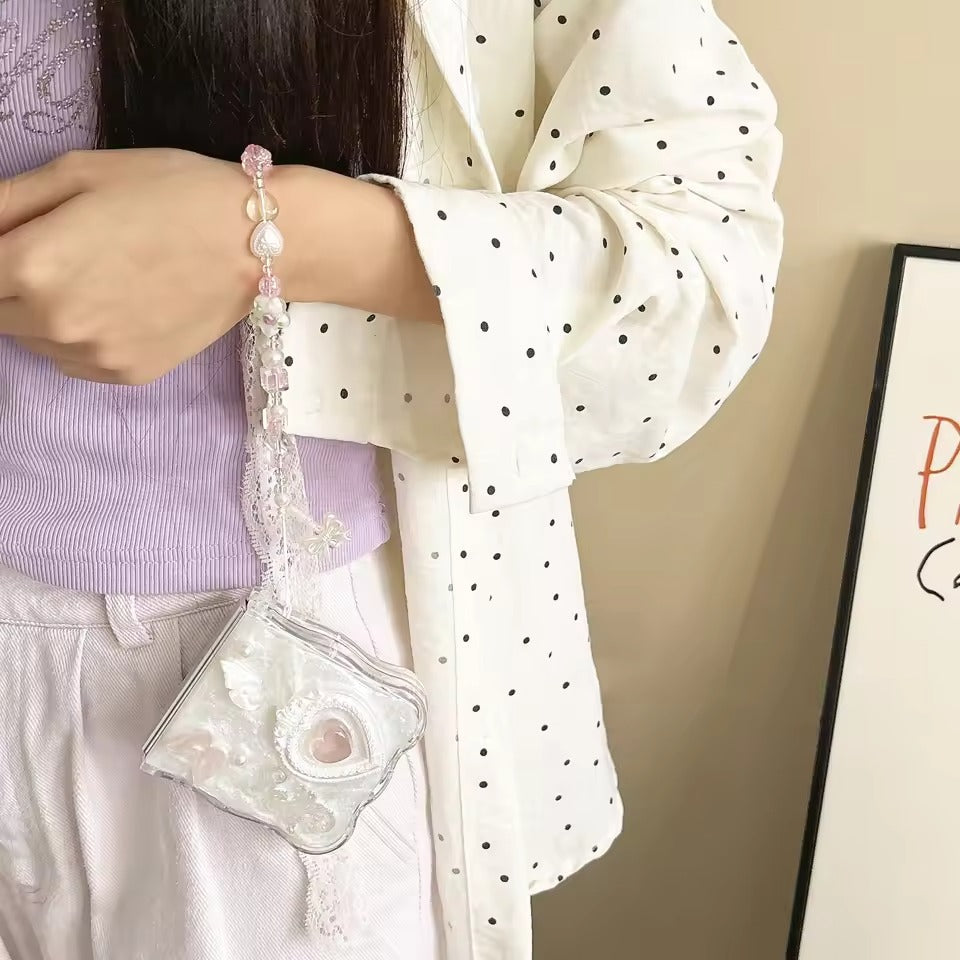 Butterfly Heart Pearl Strap Case for Samsung Galaxy Z Flip 6 | Luxury 3D Design Protective Cover