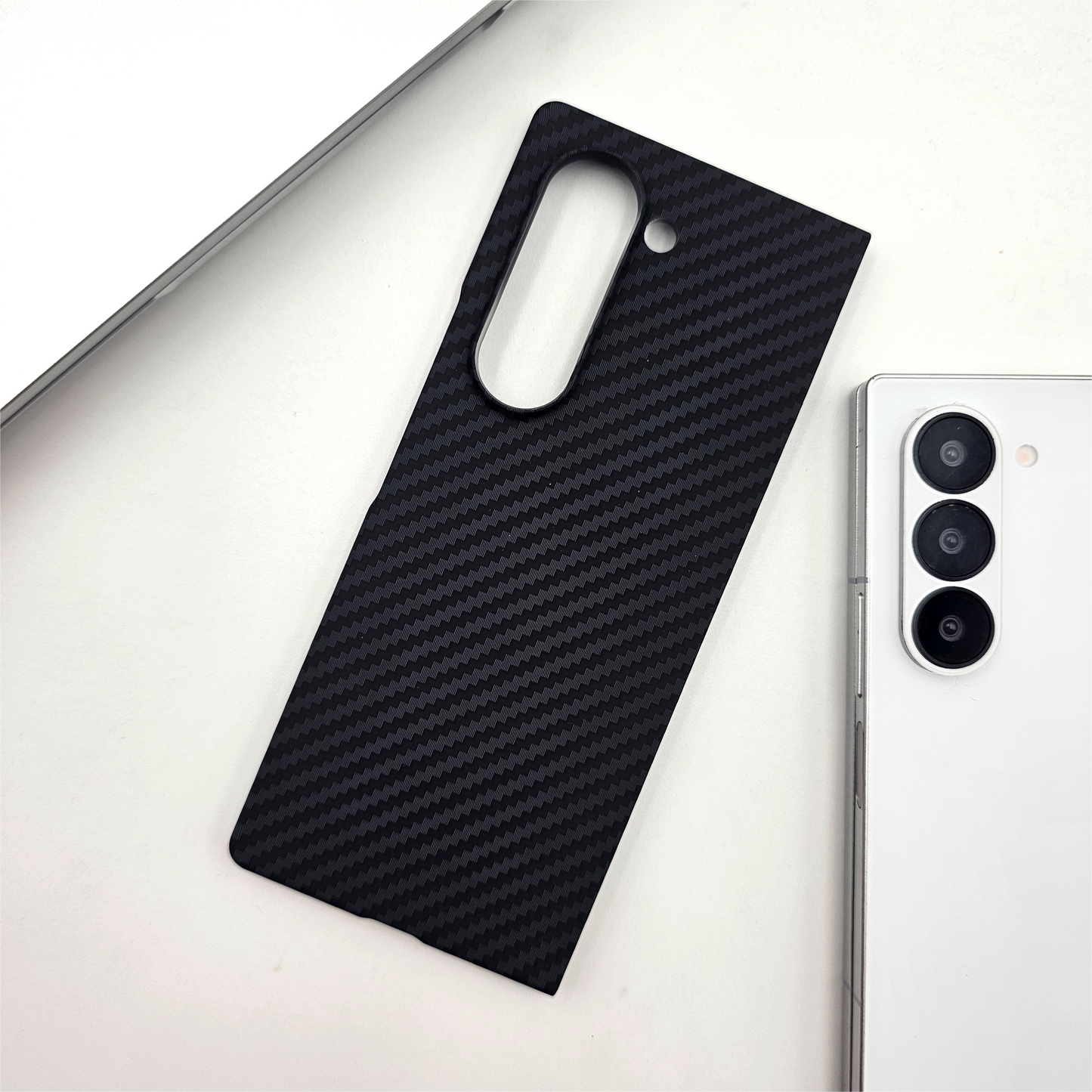 Samsung Galaxy Z Fold 5 Black Premium Slim Case | Rare Aramid Texture Finish | Real Carbon Fibre Feel | Hidden MagSafe