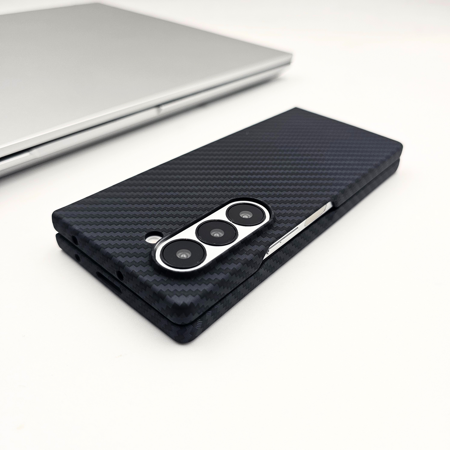 Samsung Galaxy Z Fold 5 Black Premium Slim Case | Rare Aramid Texture Finish | Real Carbon Fibre Feel | Hidden MagSafe