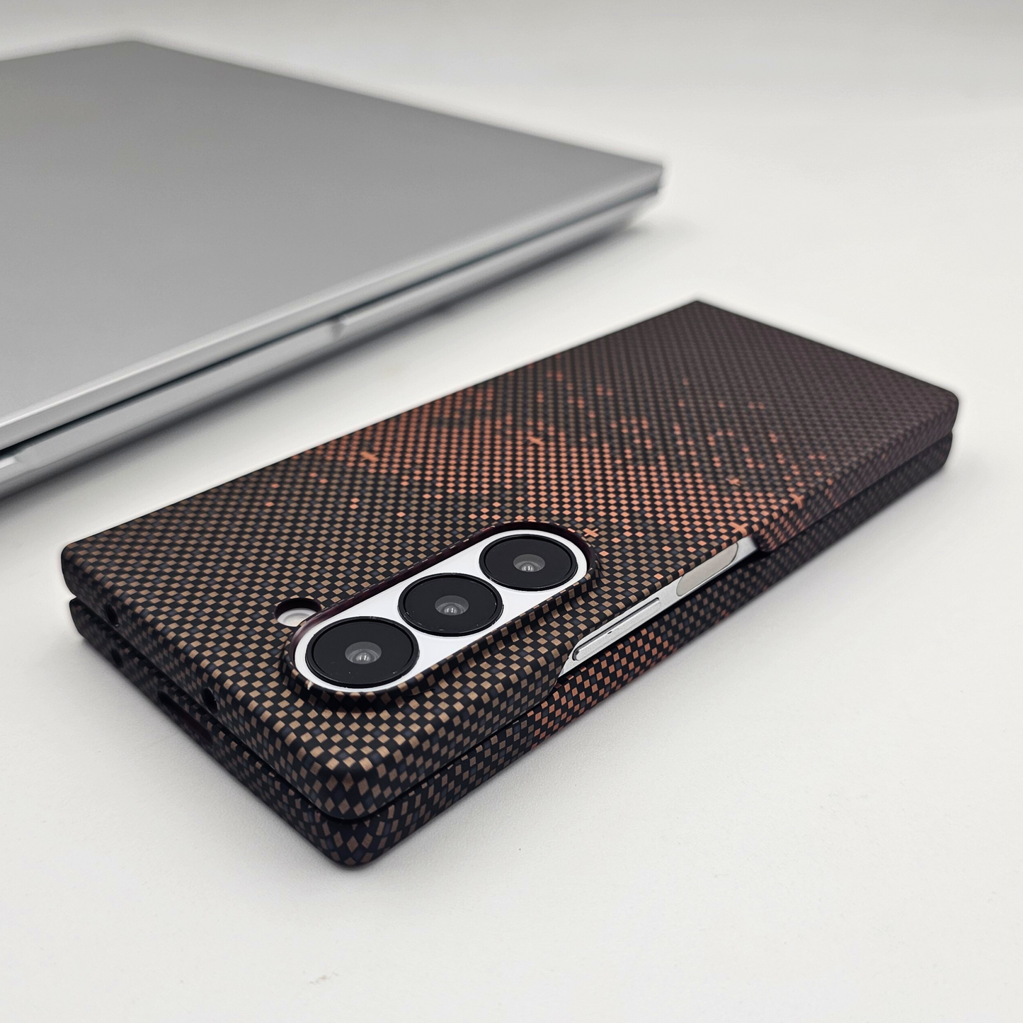 Samsung Galaxy Z Fold 6 Brown Premium Slim Case | Rare Aramid Texture Finish | Real Carbon Fibre Feel | Hidden MagSafe