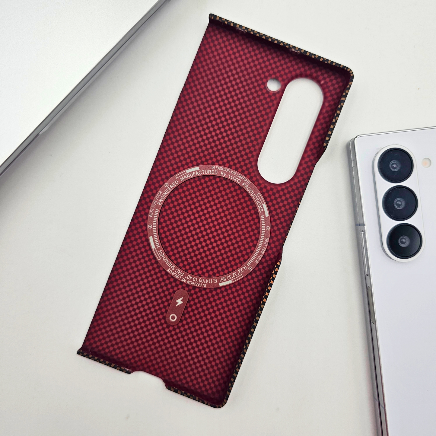 Samsung Galaxy Z Fold 6 Brown Premium Slim Case | Rare Aramid Texture Finish | Real Carbon Fibre Feel | Hidden MagSafe