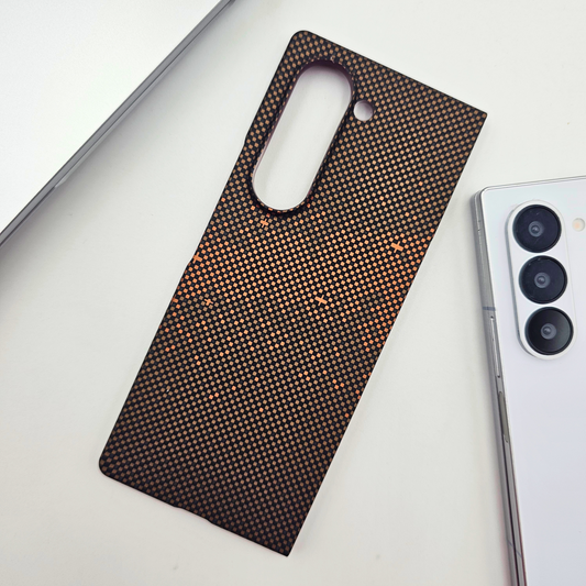 Samsung Galaxy Z Fold 5 Brown Premium Slim Case | Rare Aramid Texture Finish | Real Carbon Fibre Feel | Hidden MagSafe
