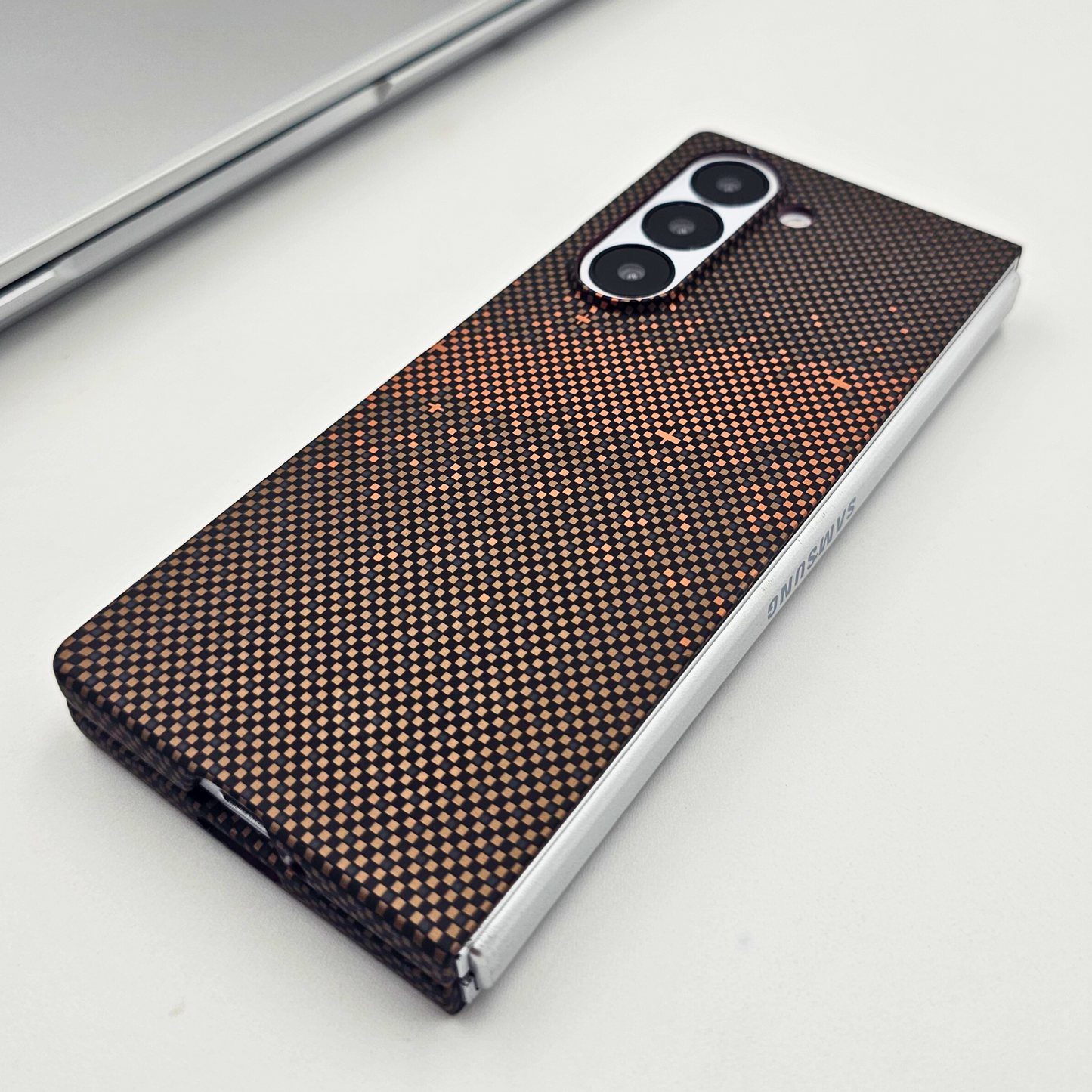 Samsung Galaxy Z Fold 5 Brown Premium Slim Case | Rare Aramid Texture Finish | Real Carbon Fibre Feel | Hidden MagSafe