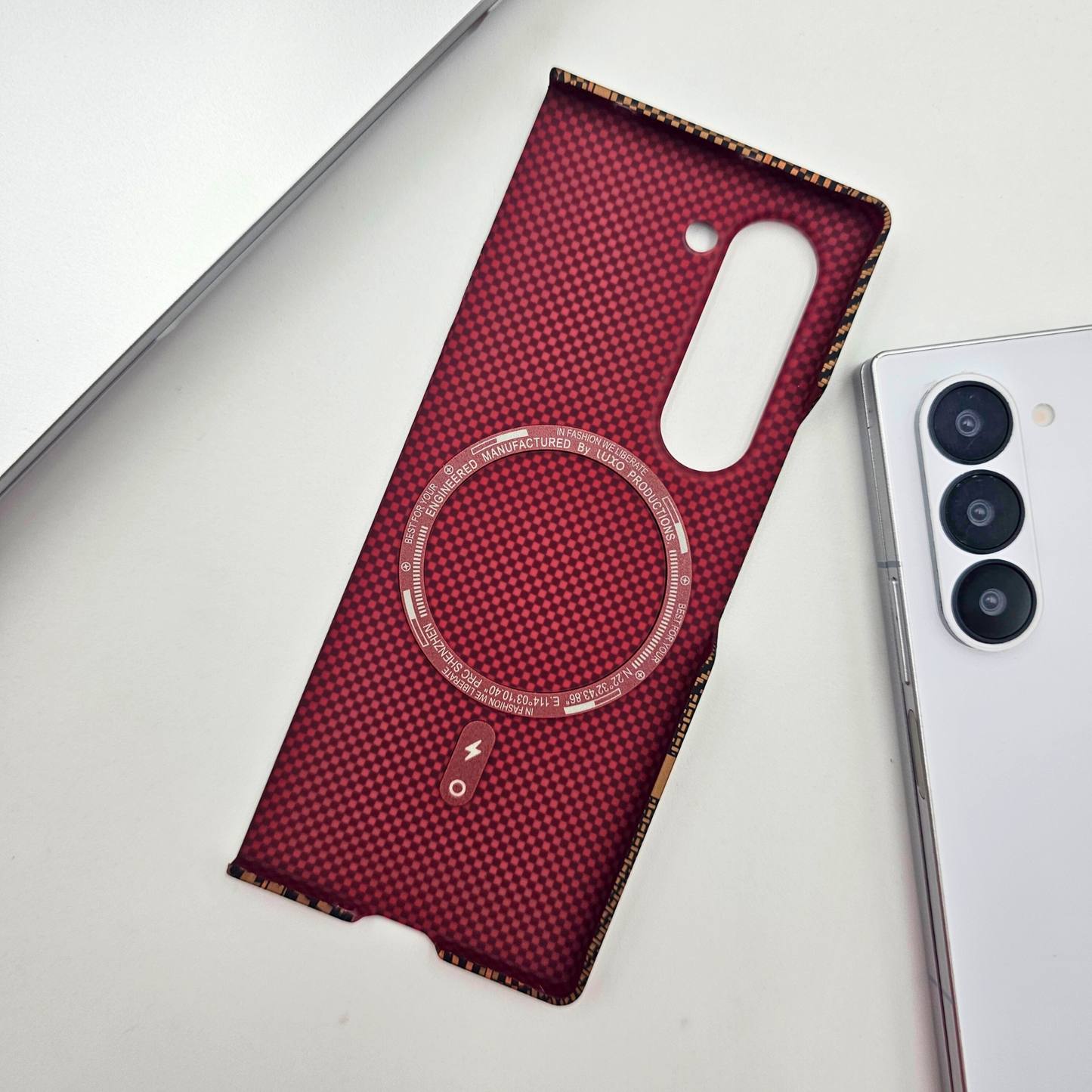 Samsung Galaxy Z Fold 5 Desert Brown Premium Slim Case | Rare Aramid Texture Finish | Real Carbon Fibre Feel | Hidden MagSafe