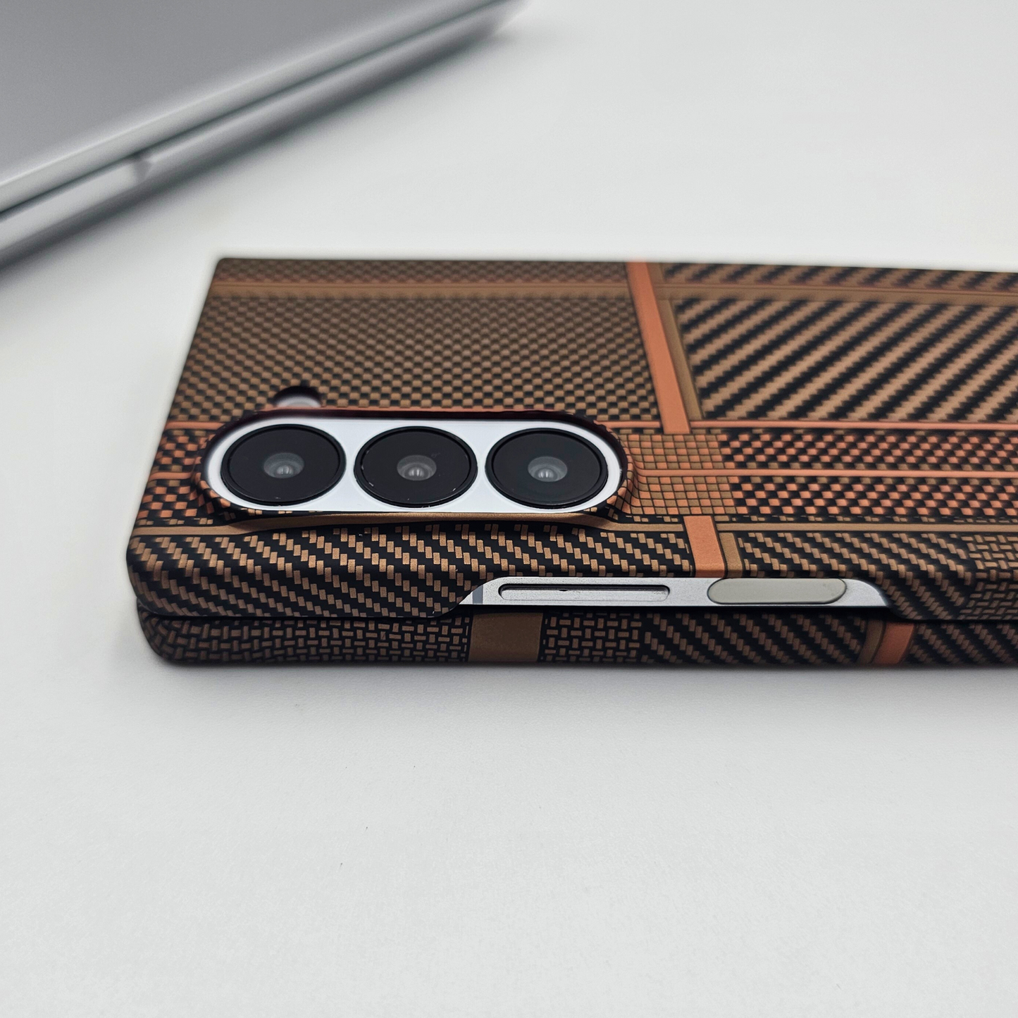 Samsung Galaxy Z Fold 6 Desert Brown Premium Slim Case | Rare Aramid Texture Finish | Real Carbon Fibre Feel | Hidden MagSafe