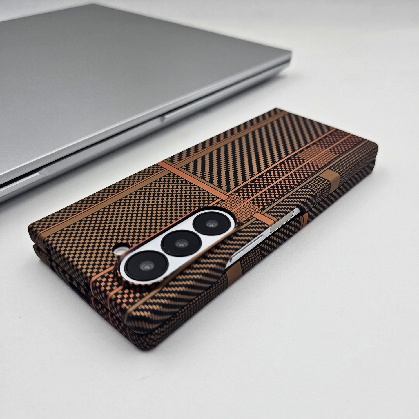 Samsung Galaxy Z Fold 6 Desert Brown Premium Slim Case | Rare Aramid Texture Finish | Real Carbon Fibre Feel | Hidden MagSafe