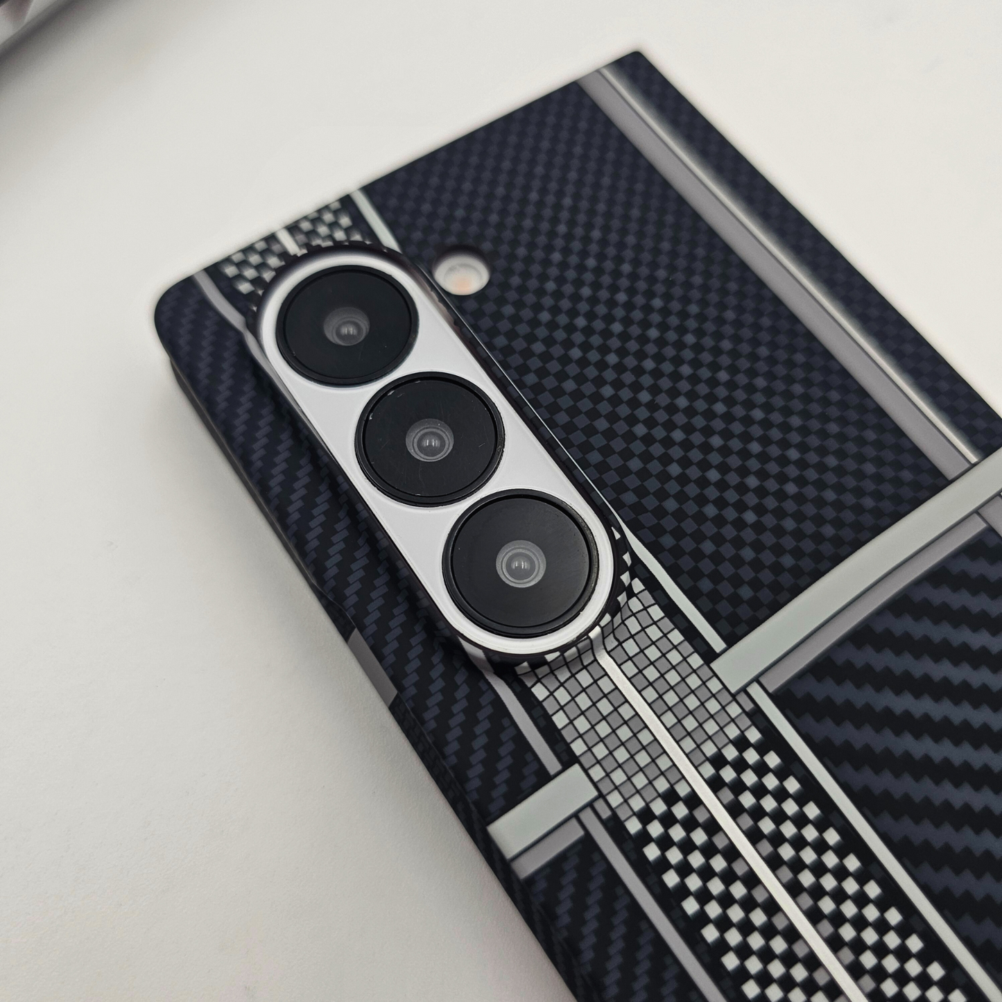 Samsung Galaxy Z Fold 6 Striped Black Premium Slim Case | Rare Aramid Texture Finish | Real Carbon Fibre Feel | Hidden MagSafe