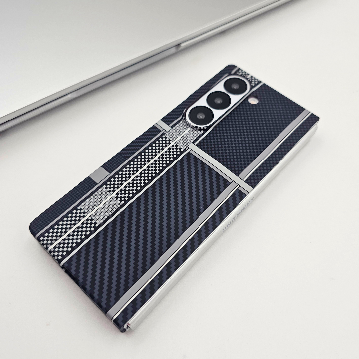 Samsung Galaxy Z Fold 6 Striped Black Premium Slim Case | Rare Aramid Texture Finish | Real Carbon Fibre Feel | Hidden MagSafe