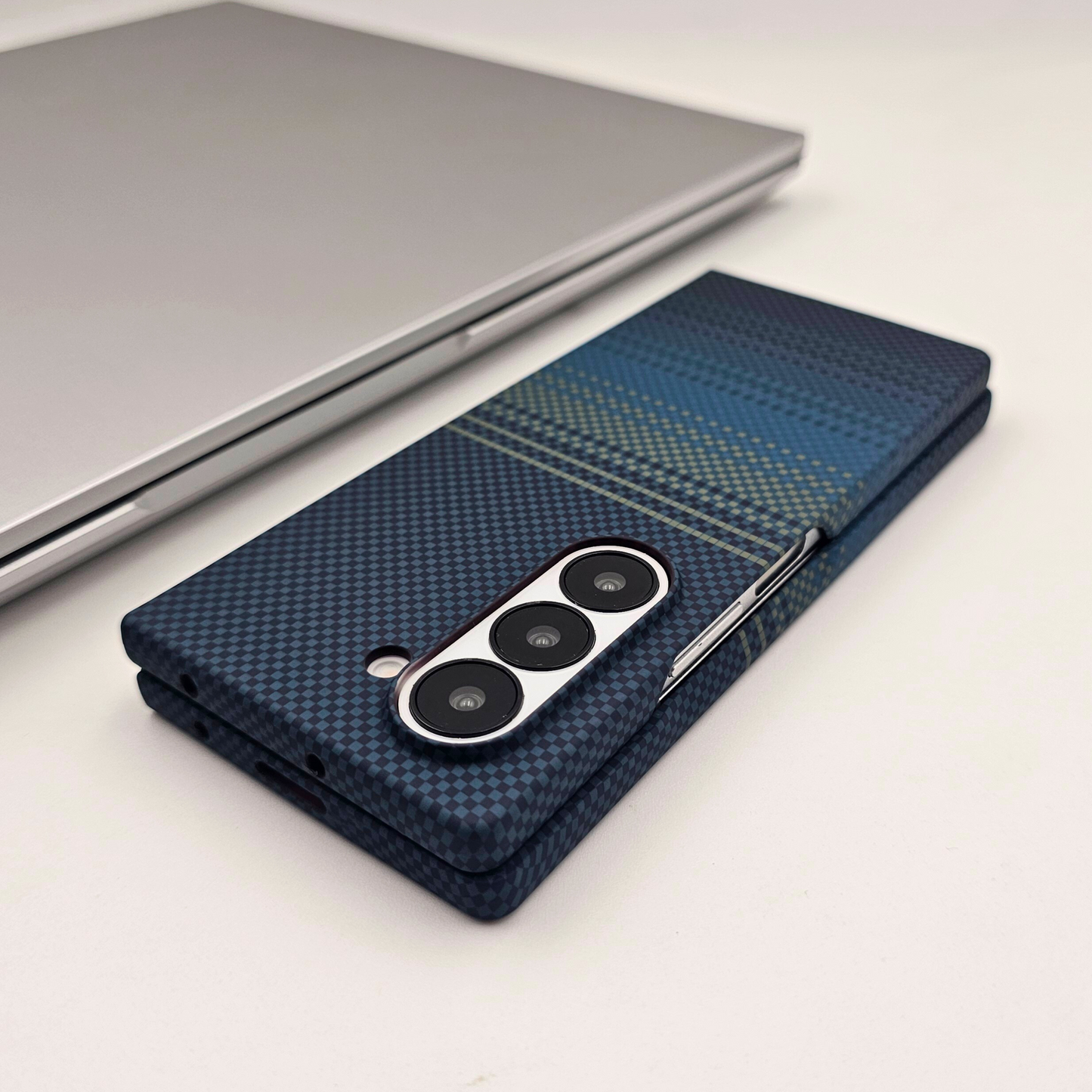 Samsung Galaxy Z Fold 5 Teal Premium Slim Case | Rare Aramid Texture Finish | Real Carbon Fibre Feel | Hidden MagSafe