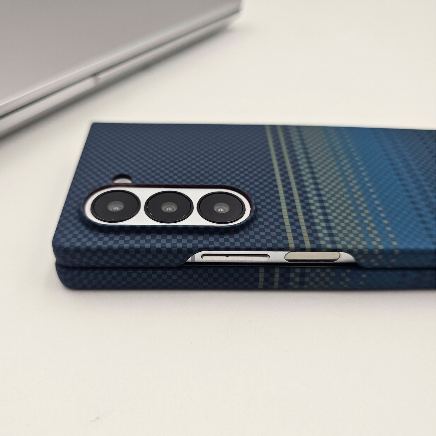 Samsung Galaxy Z Fold 5 Teal Premium Slim Case | Rare Aramid Texture Finish | Real Carbon Fibre Feel | Hidden MagSafe
