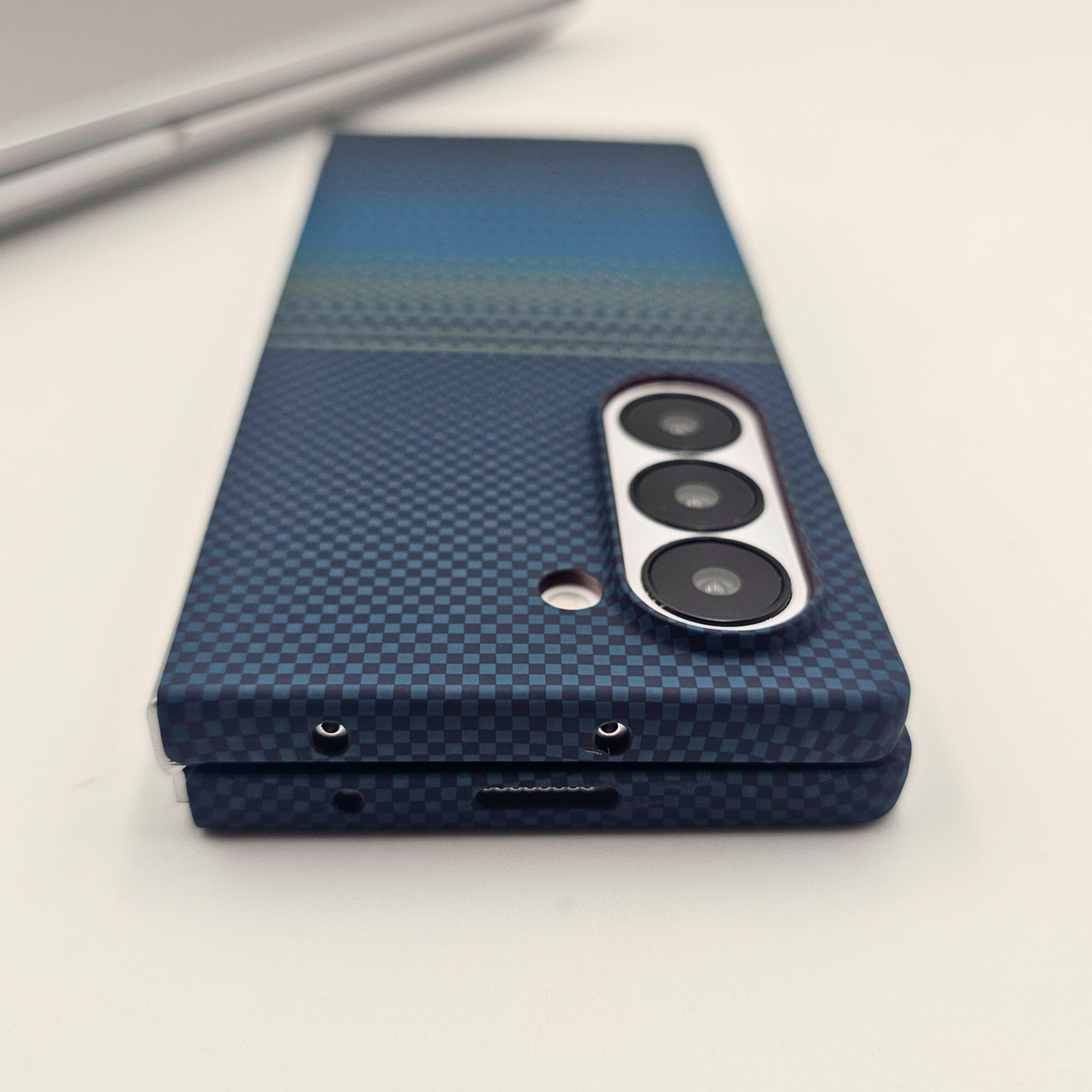 Samsung Galaxy Z Fold 5 Teal Premium Slim Case | Rare Aramid Texture Finish | Real Carbon Fibre Feel | Hidden MagSafe