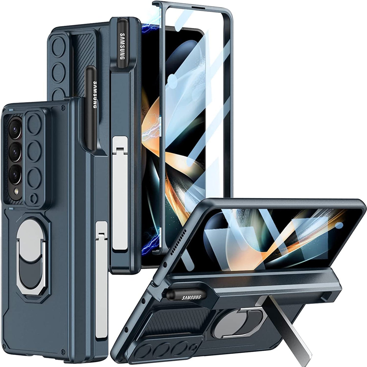 Samsung Galaxy Z Fold 4 With Pen Holder Magnetic Hinge Case Cover