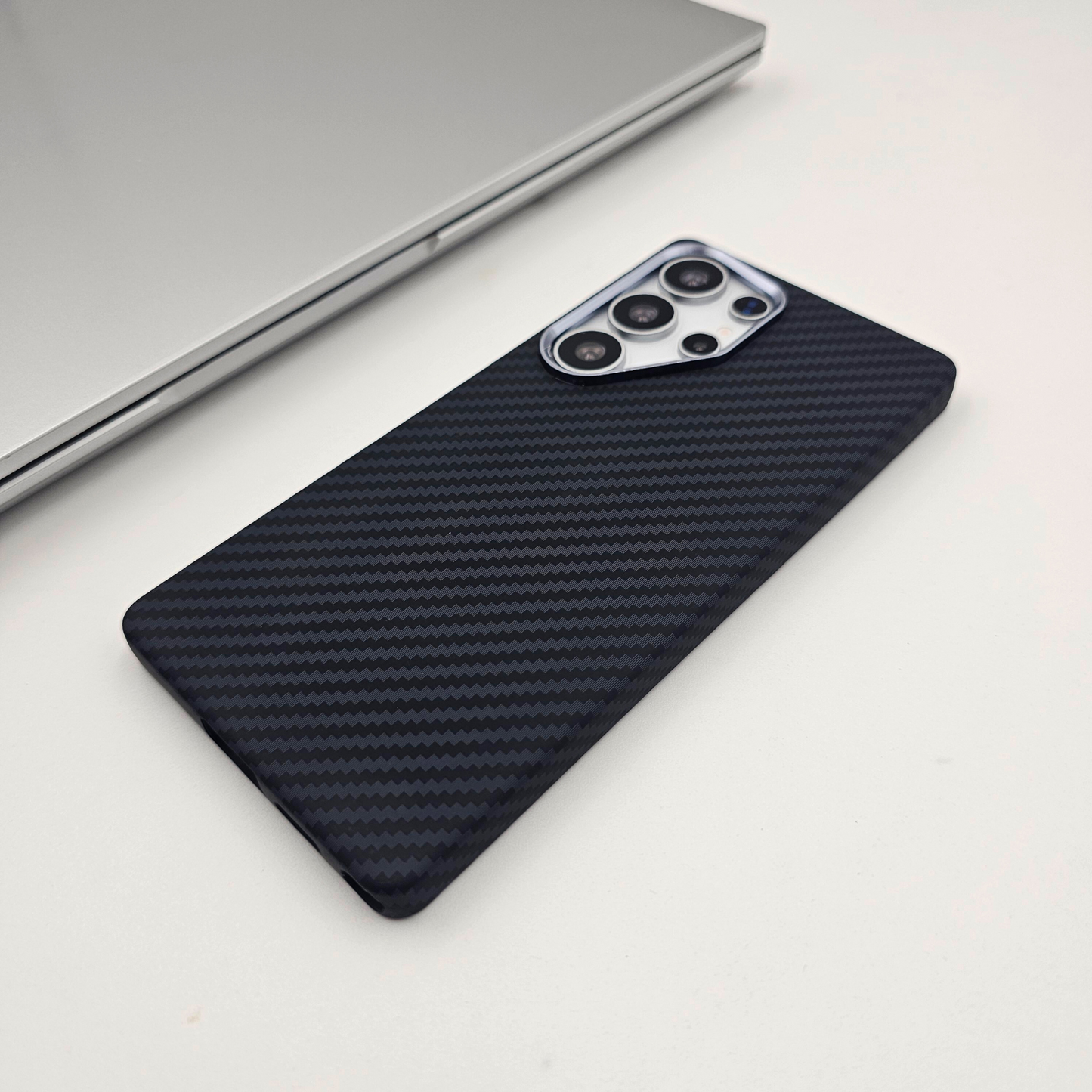 Samsung Galaxy S24 Ultra Black Premium Slim Case | Rare Aramid Texture Finish | Real Carbon Fibre Feel | Hidden MagSafe
