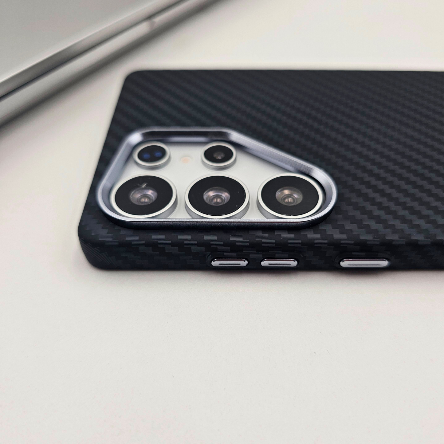 Samsung Galaxy S24 Ultra Black Premium Slim Case | Rare Aramid Texture Finish | Real Carbon Fibre Feel | Hidden MagSafe