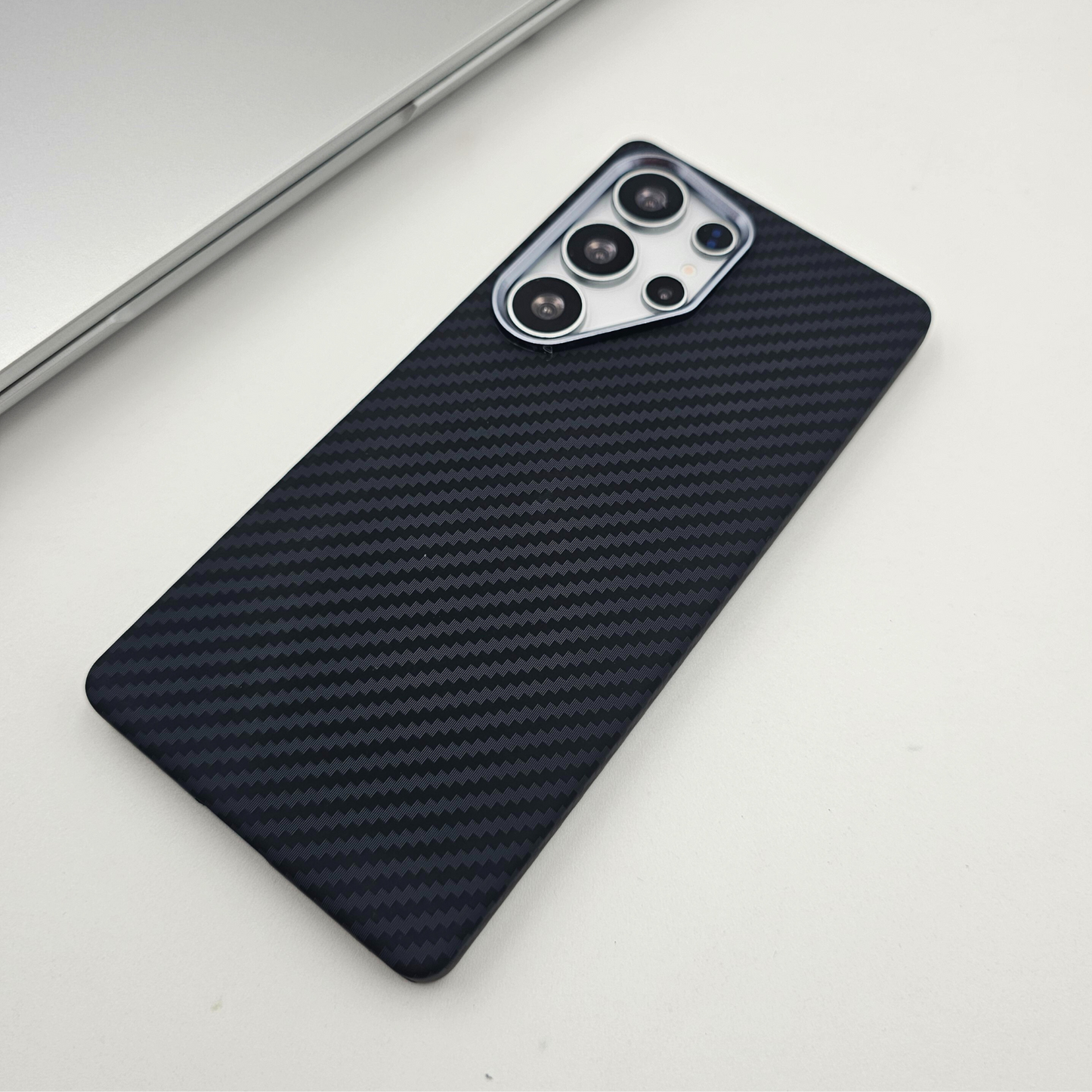 Samsung Galaxy S24 Ultra Black Premium Slim Case | Rare Aramid Texture Finish | Real Carbon Fibre Feel | Hidden MagSafe