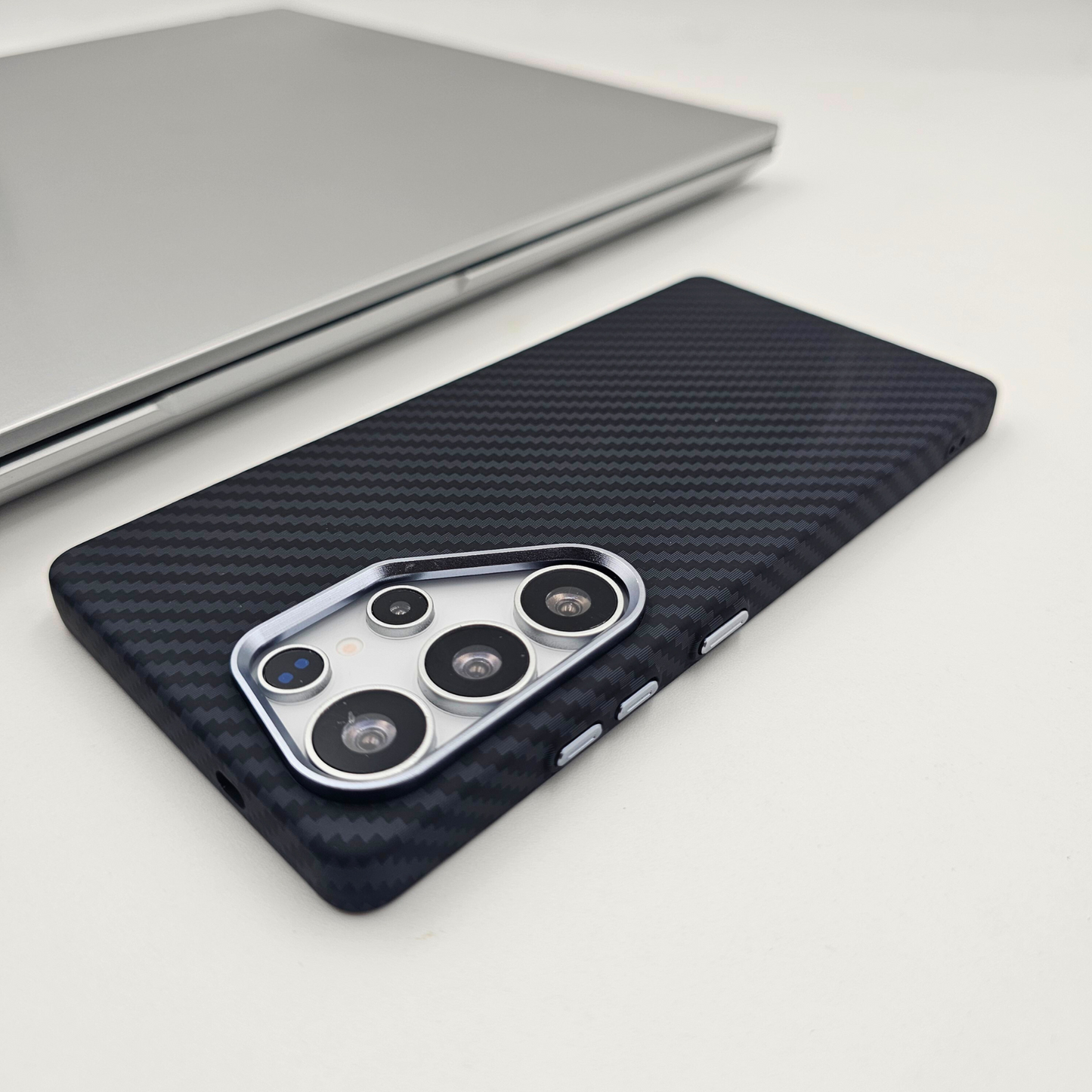 Samsung Galaxy S24 Ultra Black Premium Slim Case | Rare Aramid Texture Finish | Real Carbon Fibre Feel | Hidden MagSafe