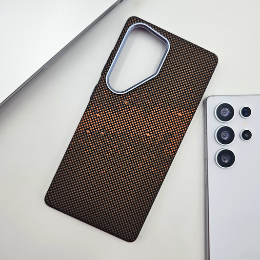 Samsung Galaxy S24 Ultra Brown Premium Slim Case | Rare Aramid Texture Finish | Real Carbon Fibre Feel | Hidden MagSafe