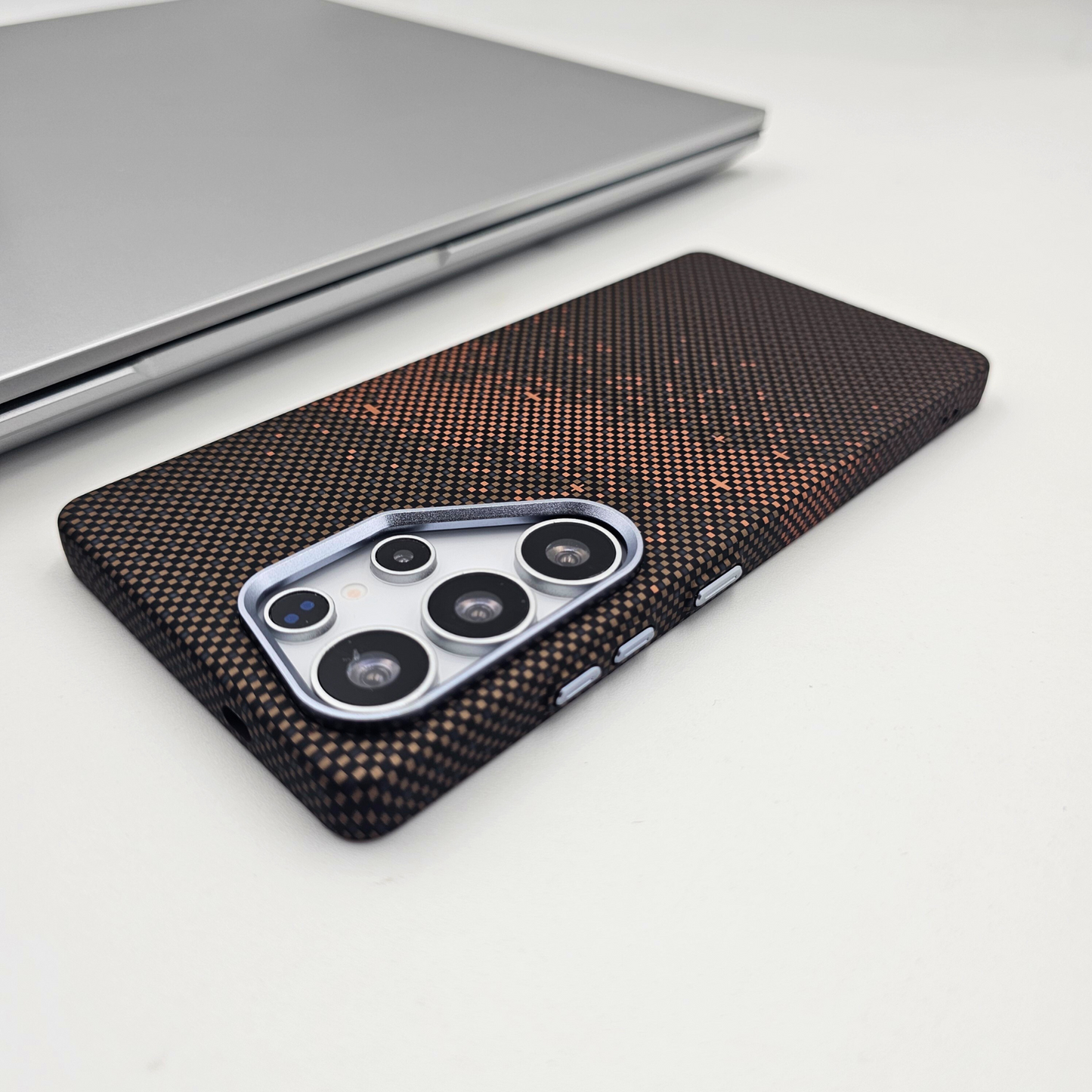 Samsung Galaxy S24 Ultra Brown Premium Slim Case | Rare Aramid Texture Finish | Real Carbon Fibre Feel | Hidden MagSafe
