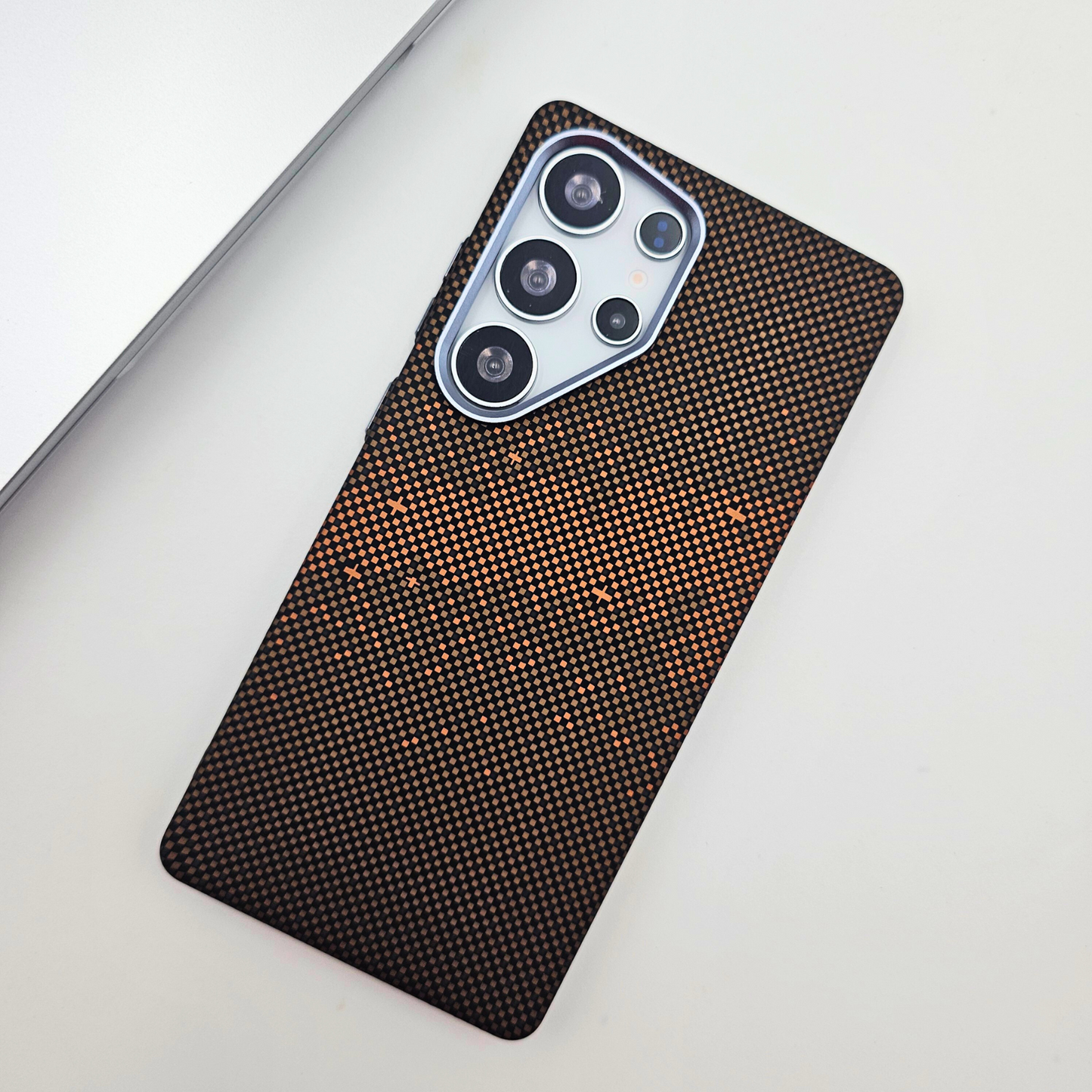 Samsung Galaxy S24 Ultra Brown Premium Slim Case | Rare Aramid Texture Finish | Real Carbon Fibre Feel | Hidden MagSafe