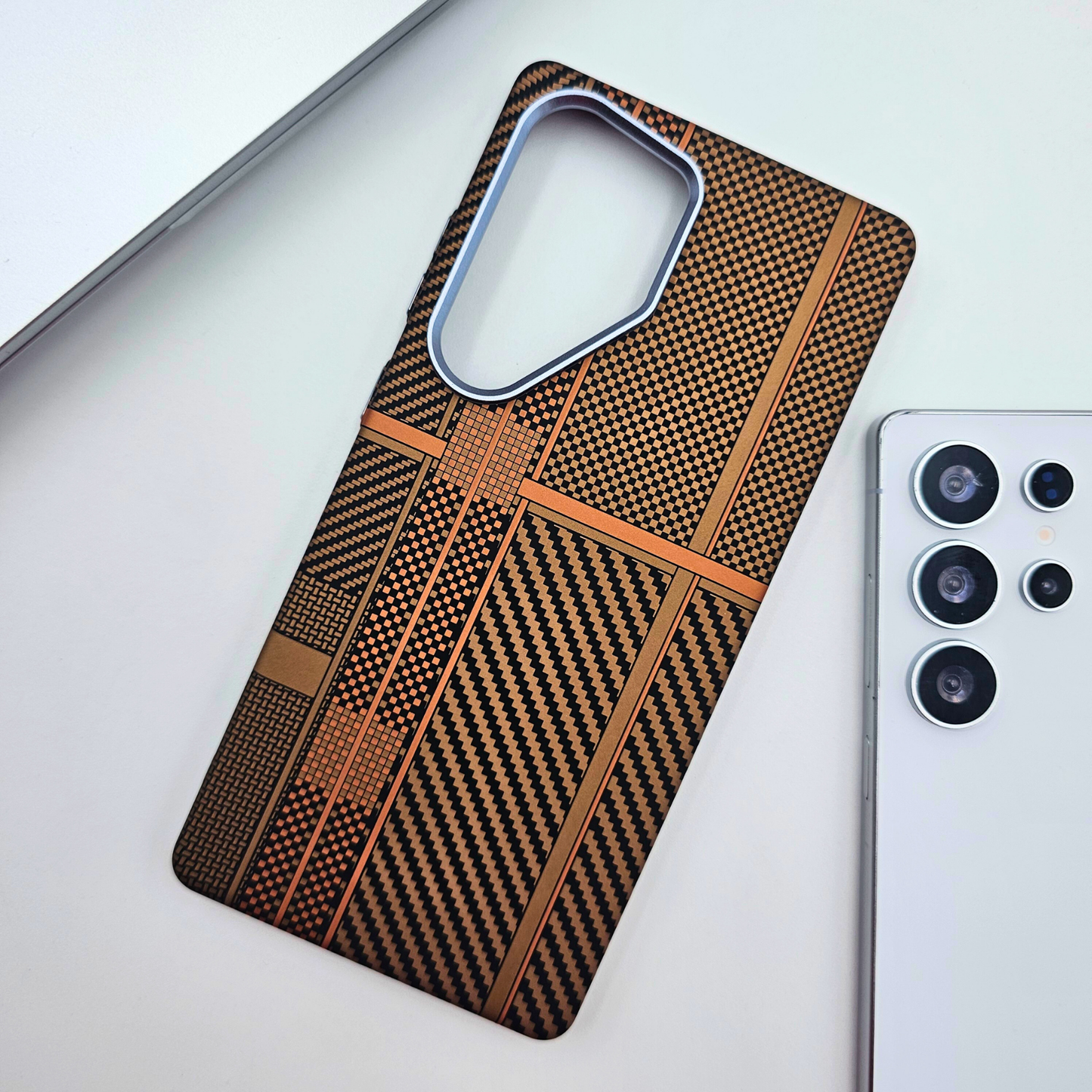 Samsung Galaxy S24 Ultra Desert Brown Premium Slim Case | Rare Aramid Texture Finish | Real Carbon Fibre Feel | Hidden MagSafe