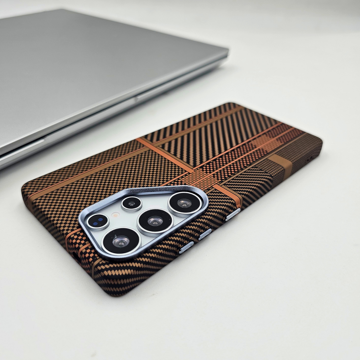 Samsung Galaxy S24 Ultra Desert Brown Premium Slim Case | Rare Aramid Texture Finish | Real Carbon Fibre Feel | Hidden MagSafe