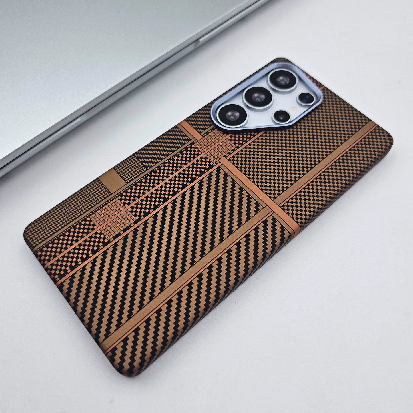 Samsung Galaxy S24 Ultra Desert Brown Premium Slim Case | Rare Aramid Texture Finish | Real Carbon Fibre Feel | Hidden MagSafe