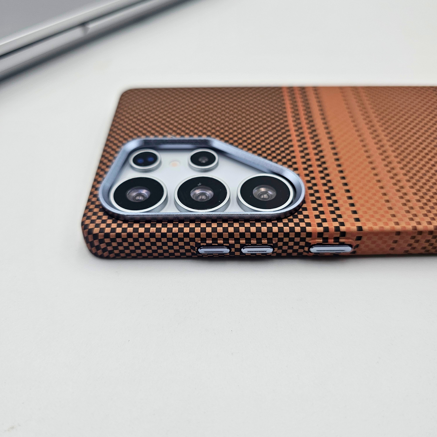 Samsung Galaxy S24 Ultra Pixelated Brown Premium Slim Case | Rare Aramid Texture Finish | Real Carbon Fibre Feel | Hidden MagSafe