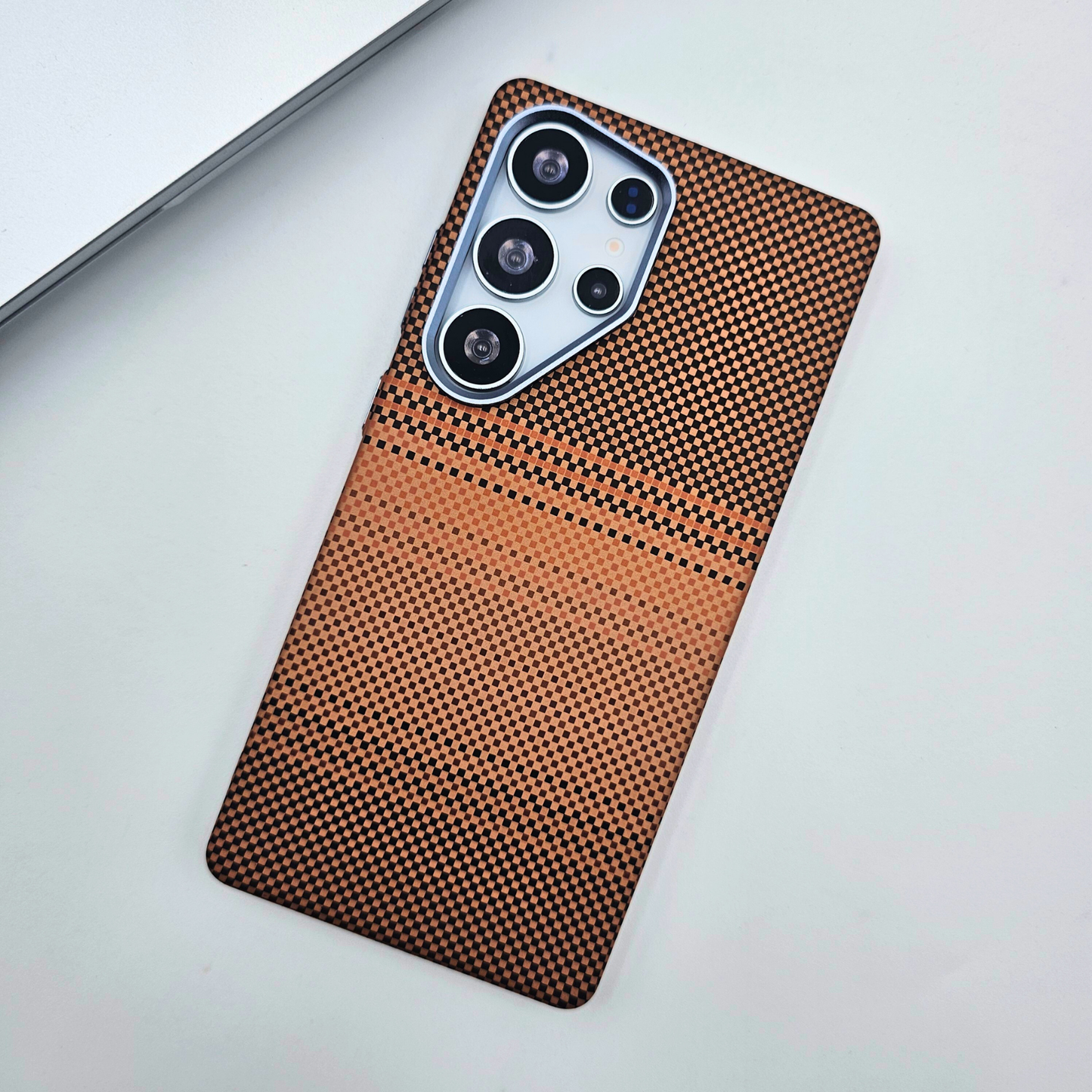 Samsung Galaxy S24 Ultra Pixelated Brown Premium Slim Case | Rare Aramid Texture Finish | Real Carbon Fibre Feel | Hidden MagSafe