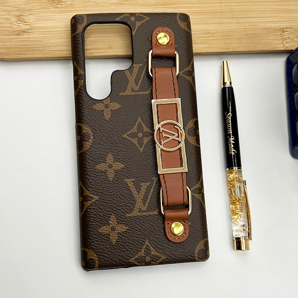 Samsung Galaxy S23 Ultra Luxury Brand Strap Belt Holder Case