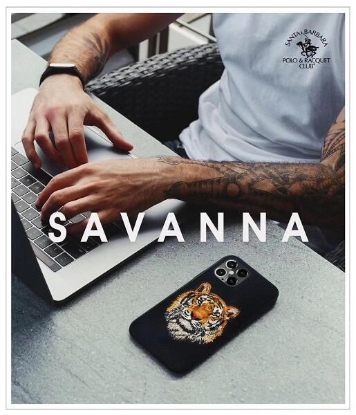 Premium Branded Leather Stitched iPhone Mobile Case Cover - Santa Barbara Savanna Tiger