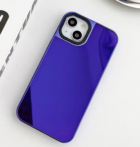 iPhone 15 Series Luxury Reflective Mirror Purple And Titanium Case Cover