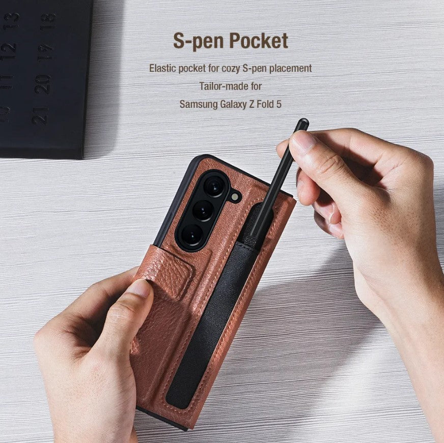 Samsung Galaxy Z Fold 5 Nillkin Aoge Leather Flip Case Cover Clearance Sale