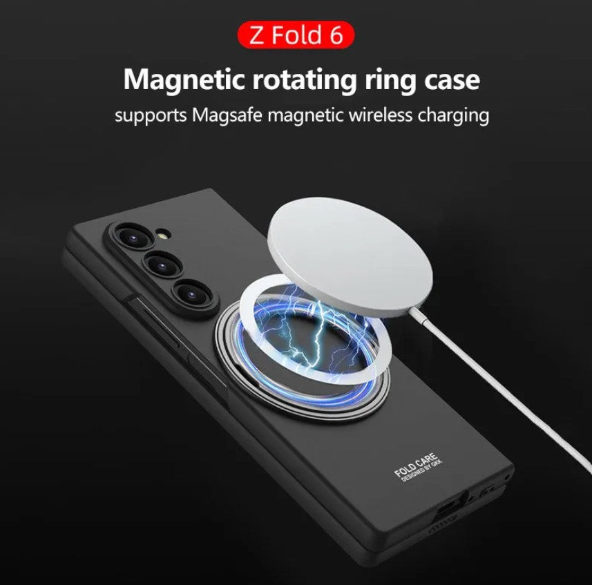 Samsung Galaxy Z Fold 6 Magnetic Ring Stand Case With Front Screen Protector