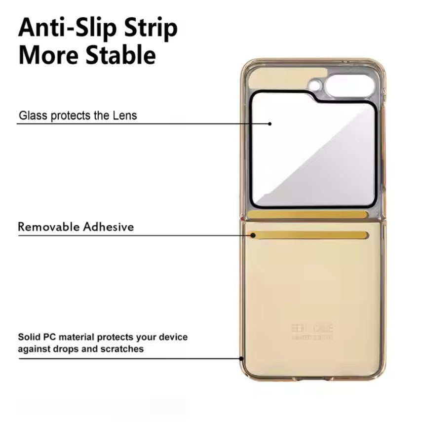 Luxury Puffer Leather Case with Ring Holder for Samsung Galaxy Z Flip 6 | Side Gold Plated Cover