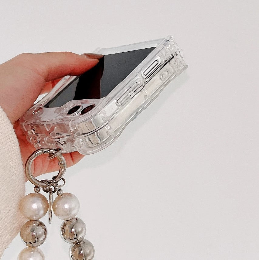 Samsung Galaxy Z Flip 6 Cloud Rain Case With Pearl Holder