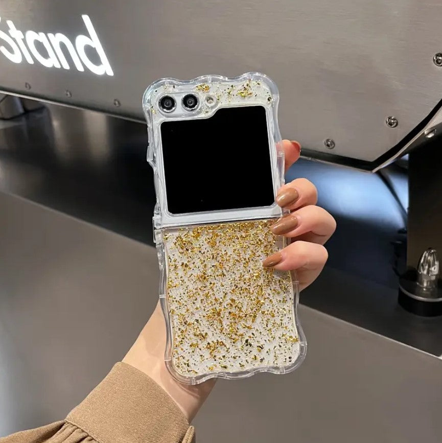 Samsung Galaxy Z Flip 6 Shimmer Glitter Case With Pearl Holder