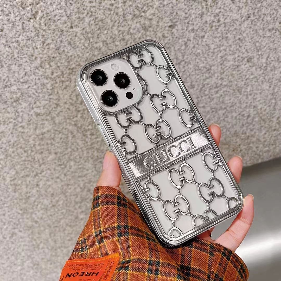 iPhone 13 Series Luxury Brand GG Chrome Case Cover Clearance Sale