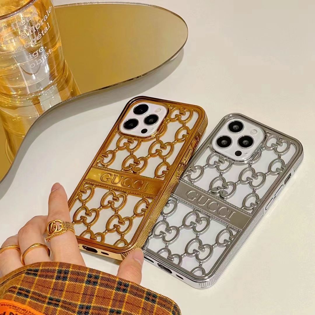 iPhone 13 Series Luxury Brand GG Chrome Case Cover Clearance Sale
