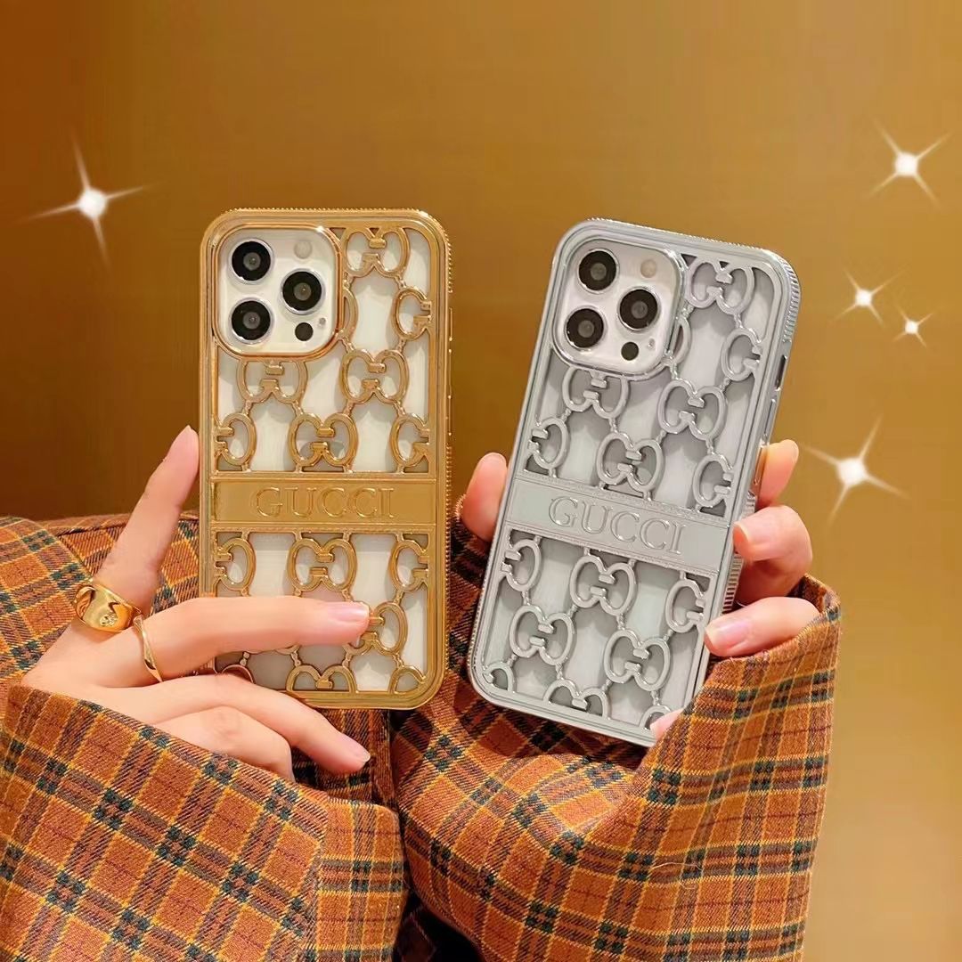 iPhone 13 Series Luxury Brand GG Chrome Case Cover Clearance Sale