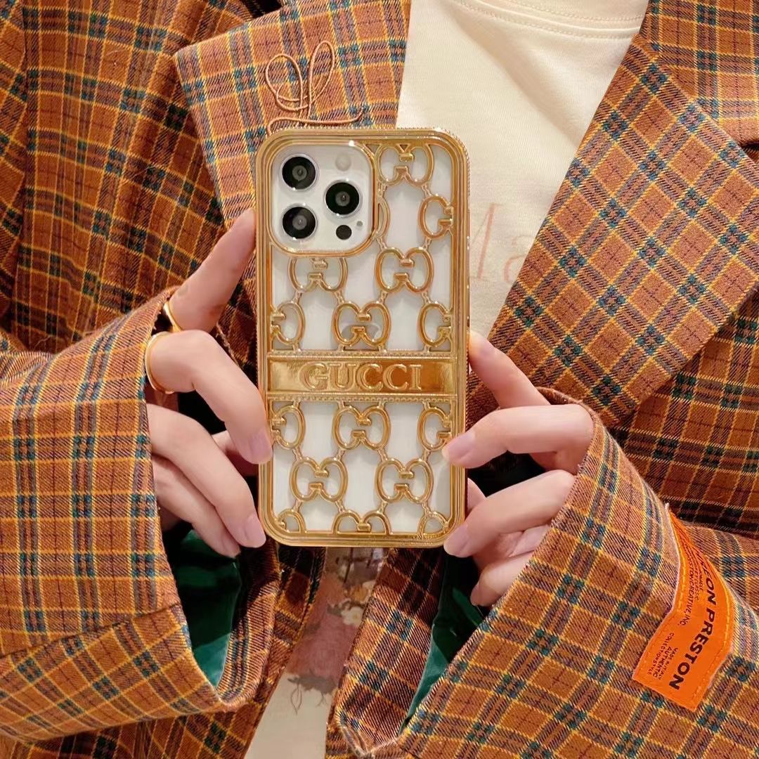 iPhone 13 Series Luxury Brand GG Chrome Case Cover Clearance Sale