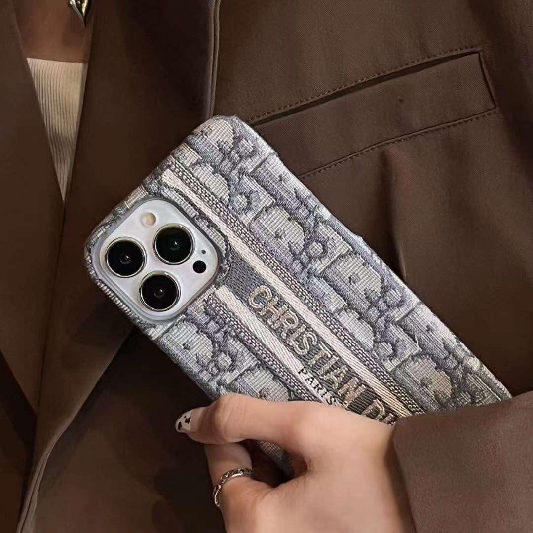 iPhone 14 Luxury Brand CD Centre Belt Stitched Case Cover Clearance Sale