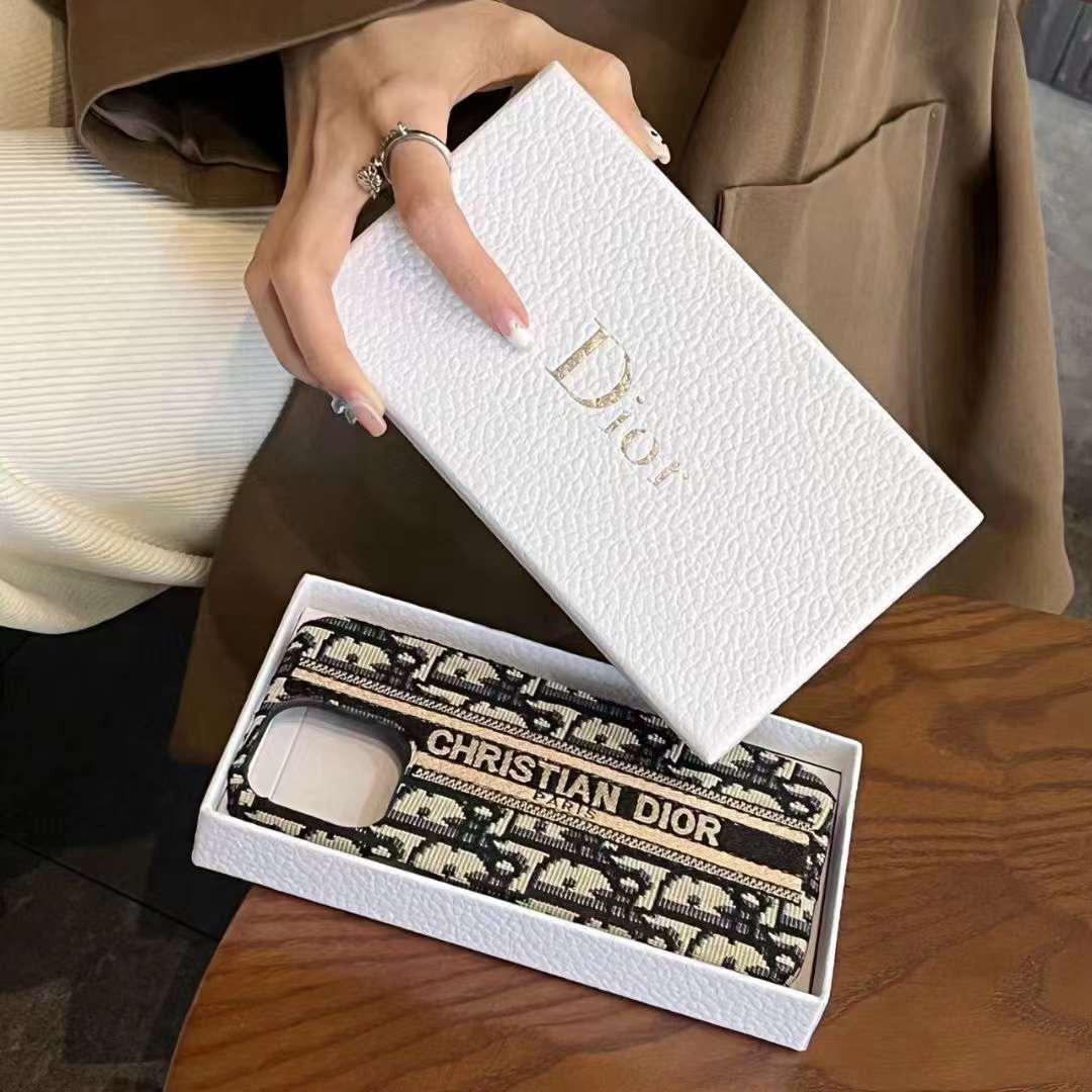 iPhone 14 Luxury Brand CD Centre Belt Stitched Case Cover Clearance Sale