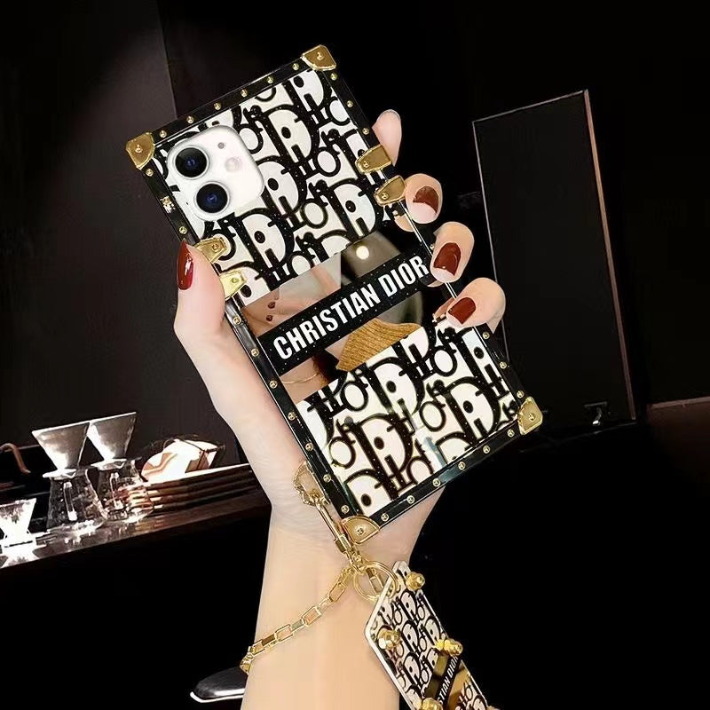 iPhone 14 Series Luxury Brand CD Trunk Phone Case With Chain