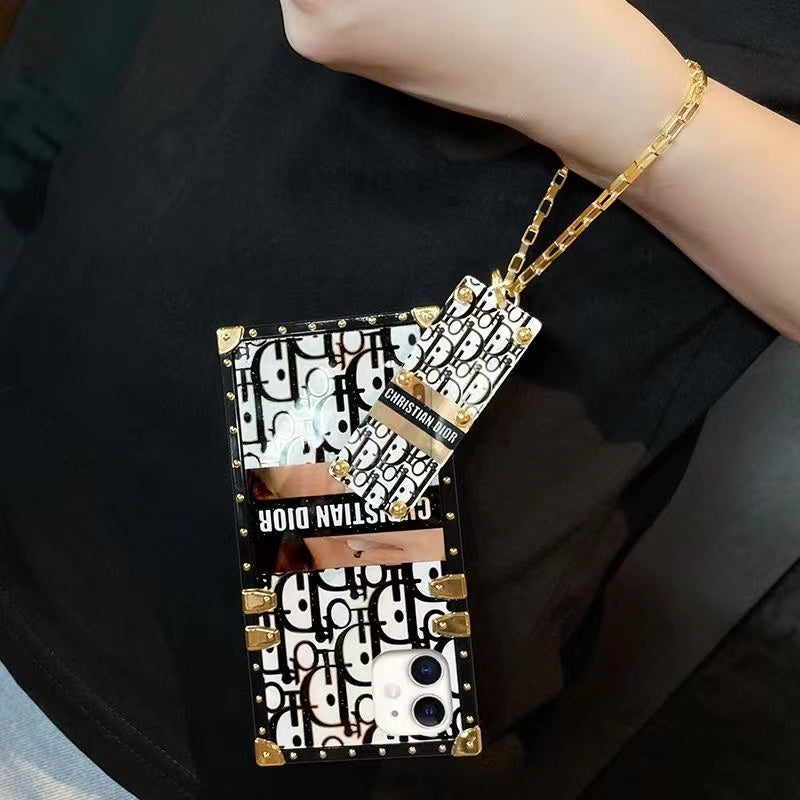 iPhone 14 Series Luxury Brand CD Trunk Phone Case With Chain