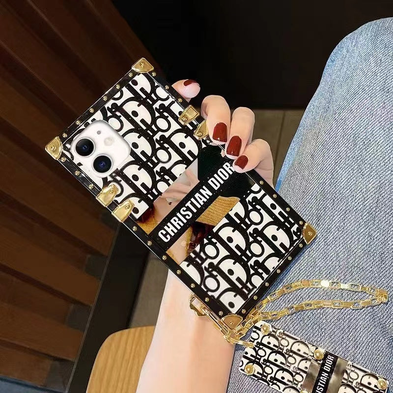 iPhone 14 Series Luxury Brand CD Trunk Phone Case With Chain
