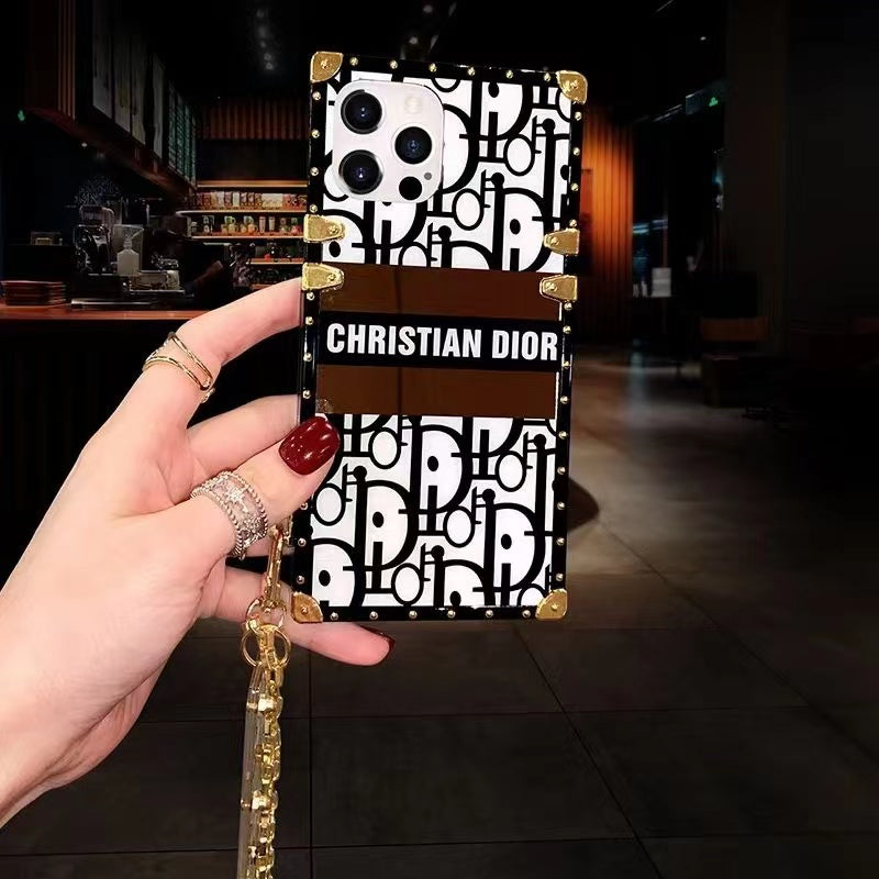 iPhone 14 Series Luxury Brand CD Trunk Phone Case With Chain