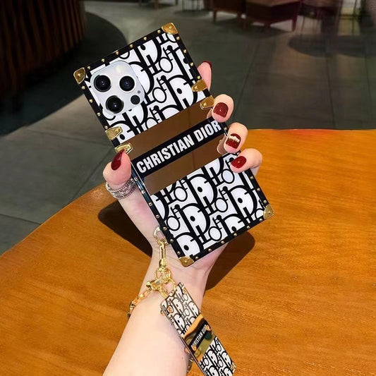 iPhone 14 Series Luxury Brand CD Trunk Phone Case With Chain