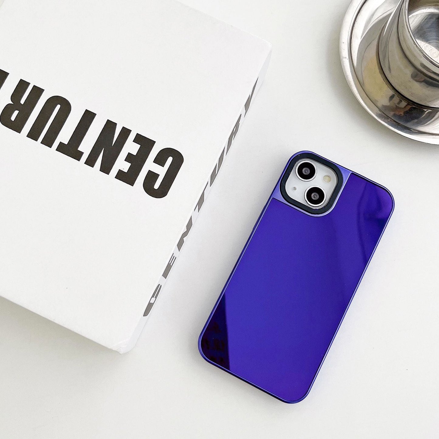 iPhone Luxury Reflective Mirror Purple And Silver Case Cover
