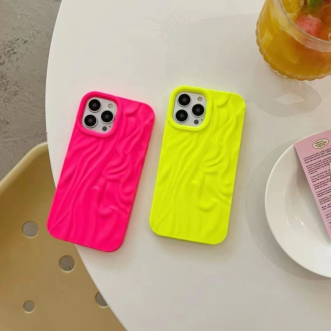 iPhone 13 Pro Neon Fluorescent Pleated Wavy Design Case Cover Clearance Sale